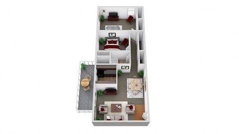 Floor plan for 2 beds, 1 bath, 776 sqft